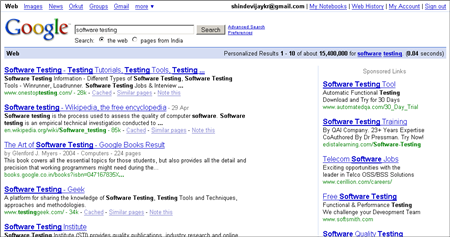 Google search result page