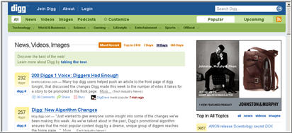 Digg screenshot from snagIt